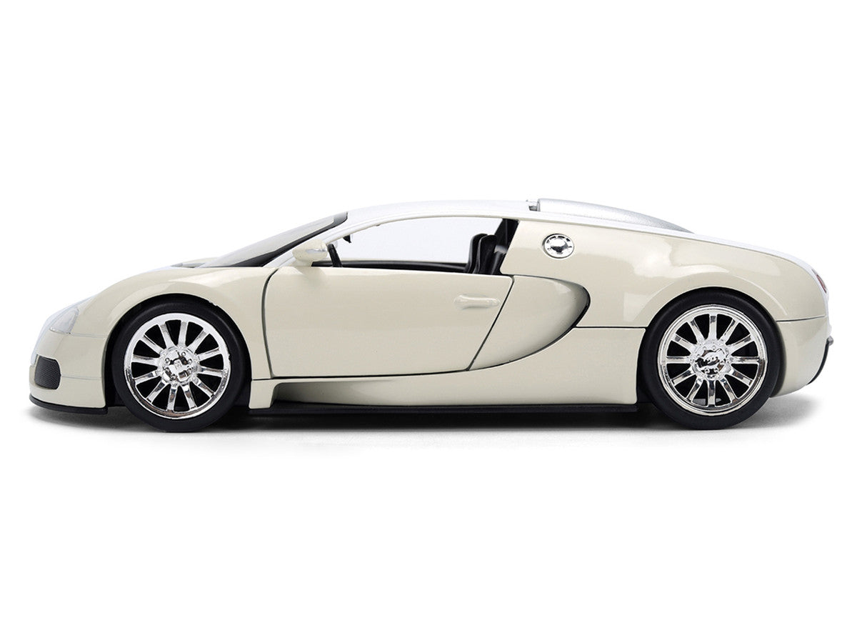 2011 Bugatti Veyron White and Tan "Furious 7" (2015) Movie "25 Years of Fast & Furious" Series 1/24 Diecast Model Car by Jada Jada