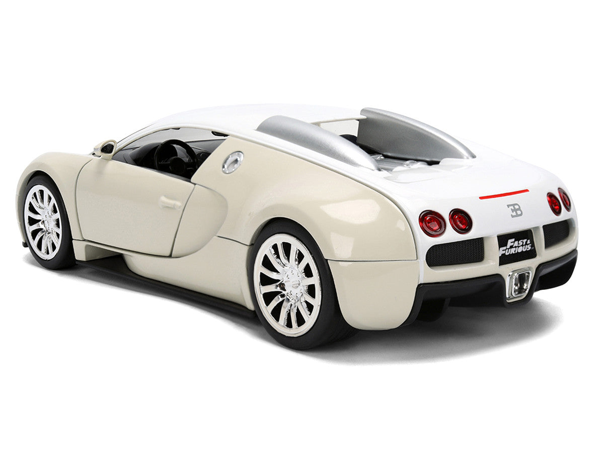 2011 Bugatti Veyron White and Tan "Furious 7" (2015) Movie "25 Years of Fast & Furious" Series 1/24 Diecast Model Car by Jada Jada