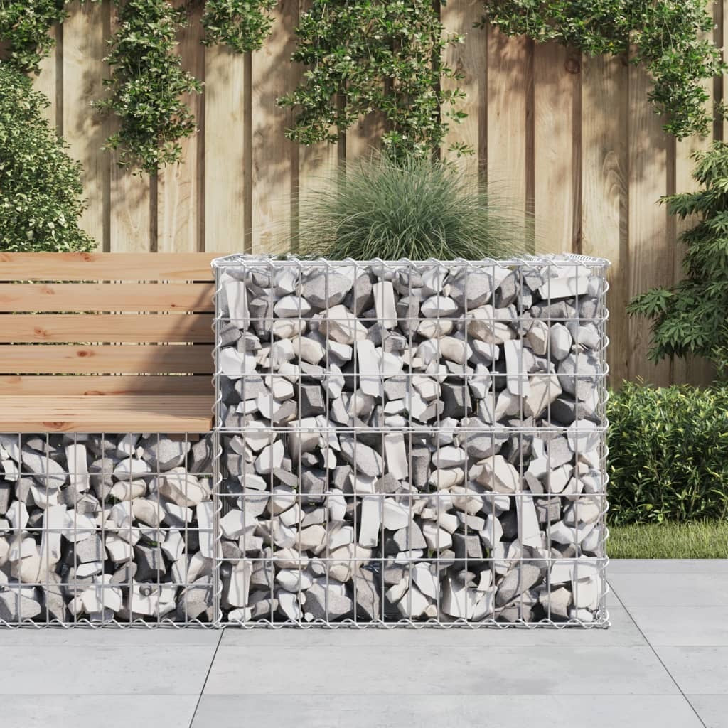 Gabion Basket Silver 27.6"x27.6"x25.6" Galvanized Iron W2B