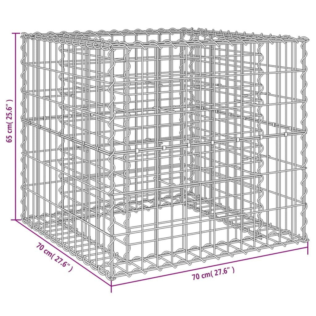 Gabion Basket Silver 27.6"x27.6"x25.6" Galvanized Iron W2B