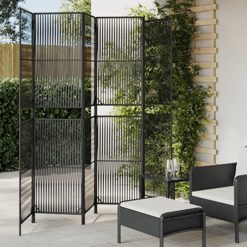Room Divider 6 Panels Black Poly Rattan W2B