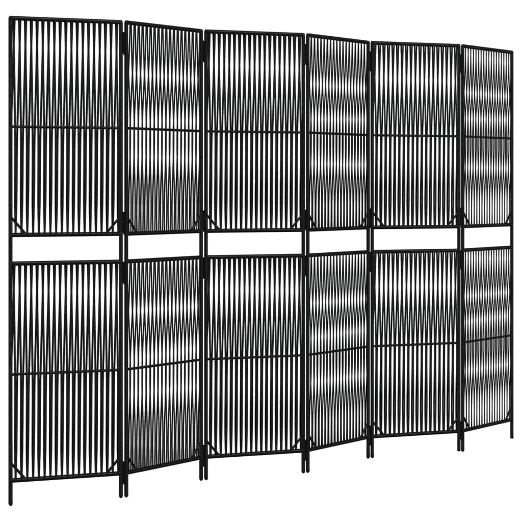 Room Divider 6 Panels Black Poly Rattan W2B