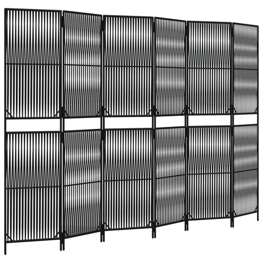 Room Divider 6 Panels Black Poly Rattan W2B
