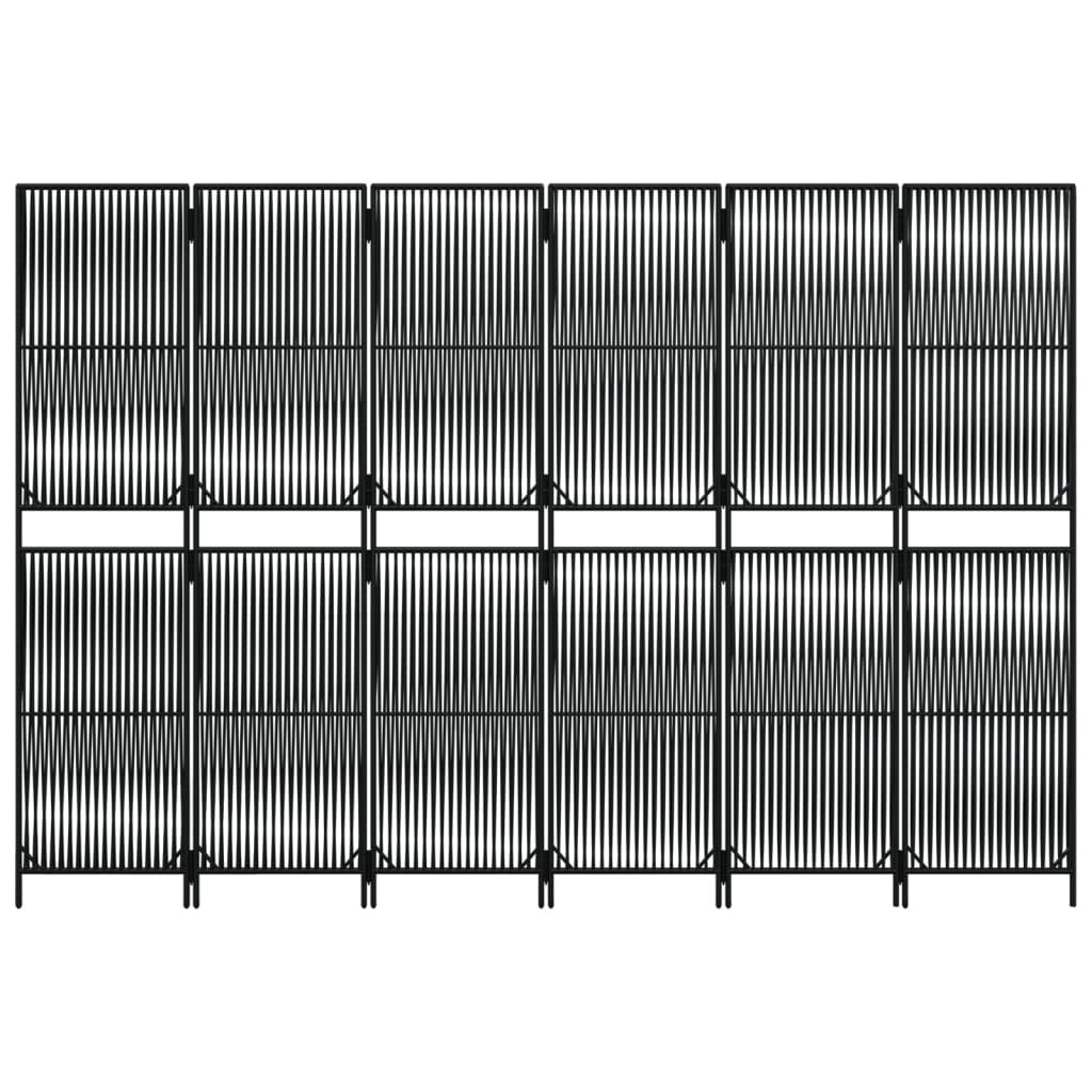 Room Divider 6 Panels Black Poly Rattan W2B