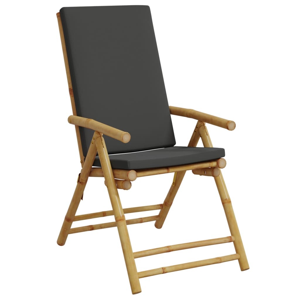 Folding Patio Reclining Chairs 2 pcs with Cushions Bamboo W2B
