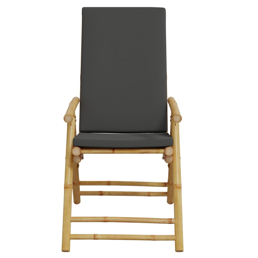 Folding Patio Reclining Chairs 2 pcs with Cushions Bamboo W2B