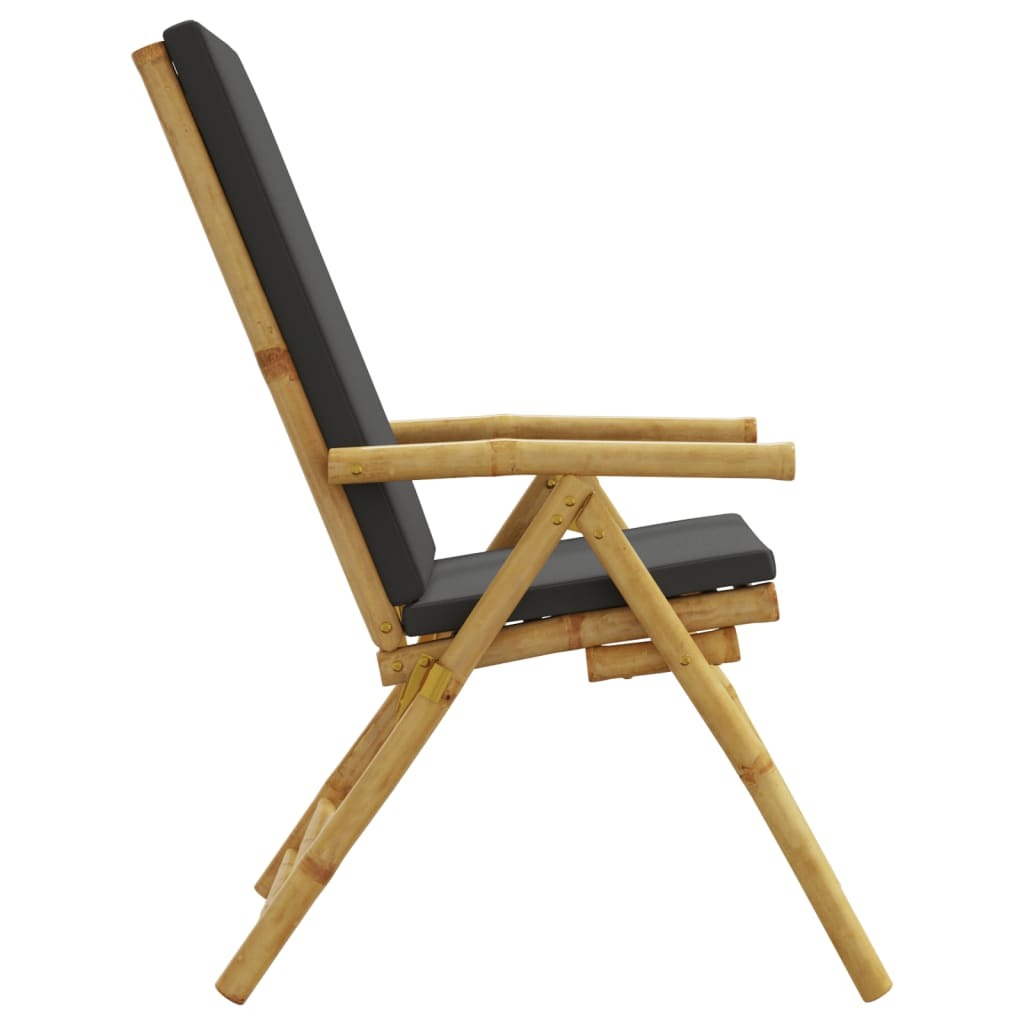 Folding Patio Reclining Chairs 2 pcs with Cushions Bamboo W2B