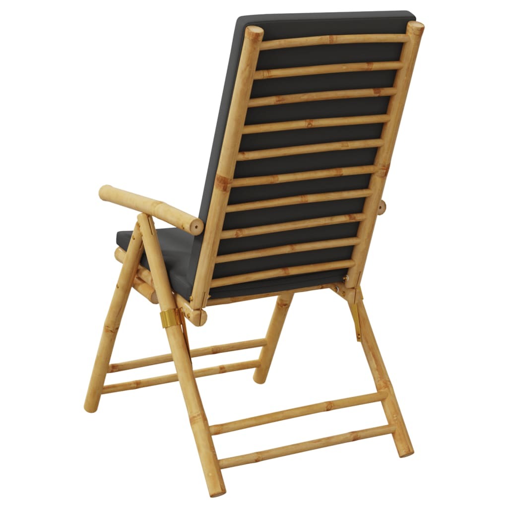 Folding Patio Reclining Chairs 2 pcs with Cushions Bamboo W2B