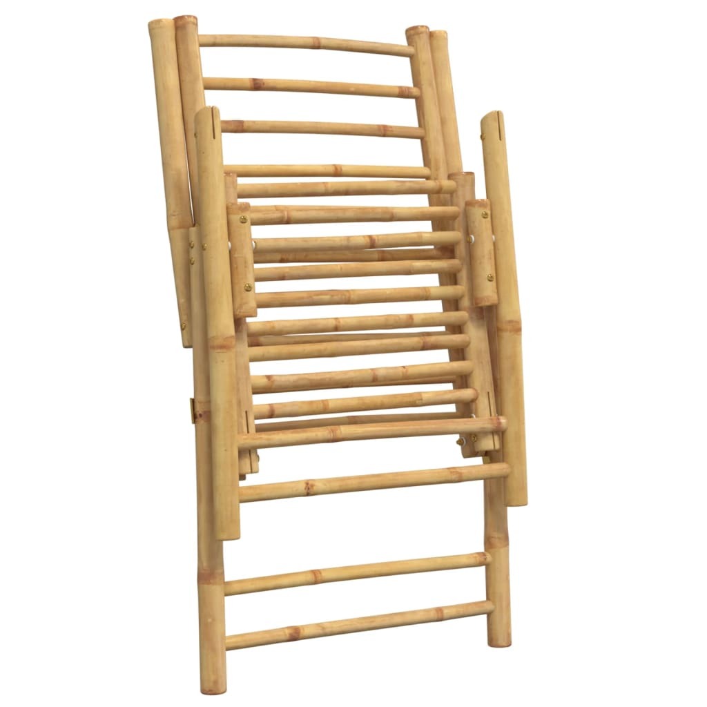 Folding Patio Reclining Chairs 2 pcs with Cushions Bamboo W2B