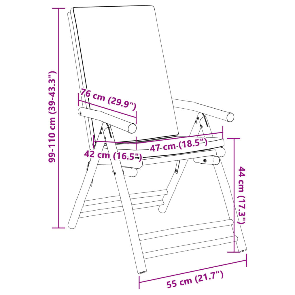 Folding Patio Reclining Chairs 2 pcs with Cushions Bamboo W2B