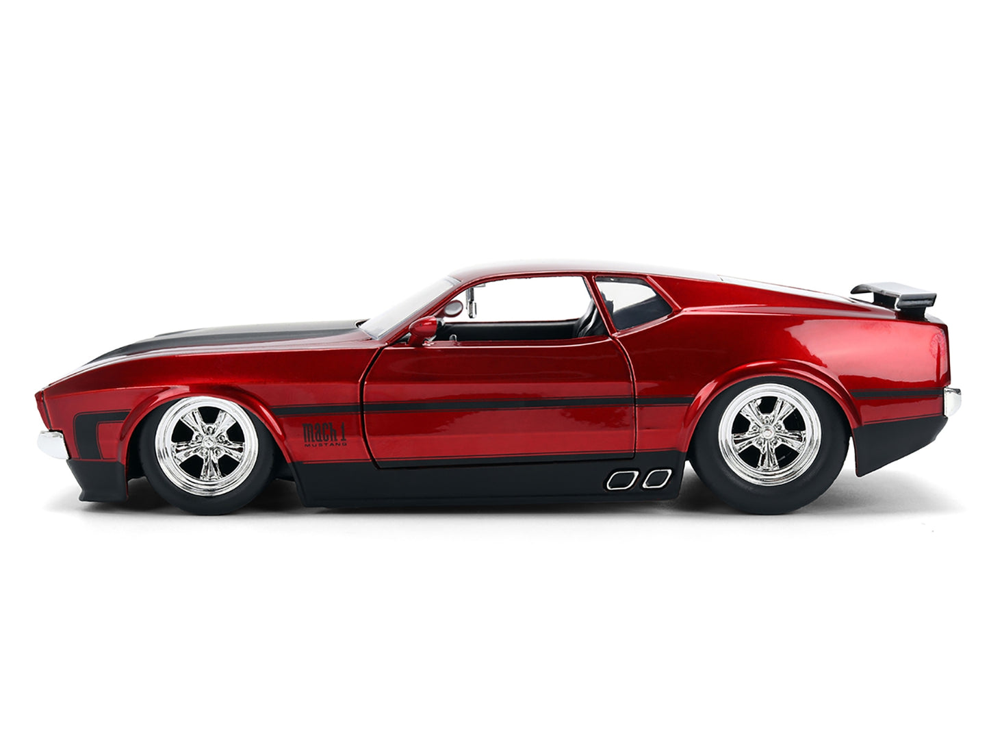 1973 Ford Mustang Mach 1 Red Metallic with Matt Black Hood and Black Stripes "Bigtime Muscle" Series 1/24 Diecast Model Car by Jada