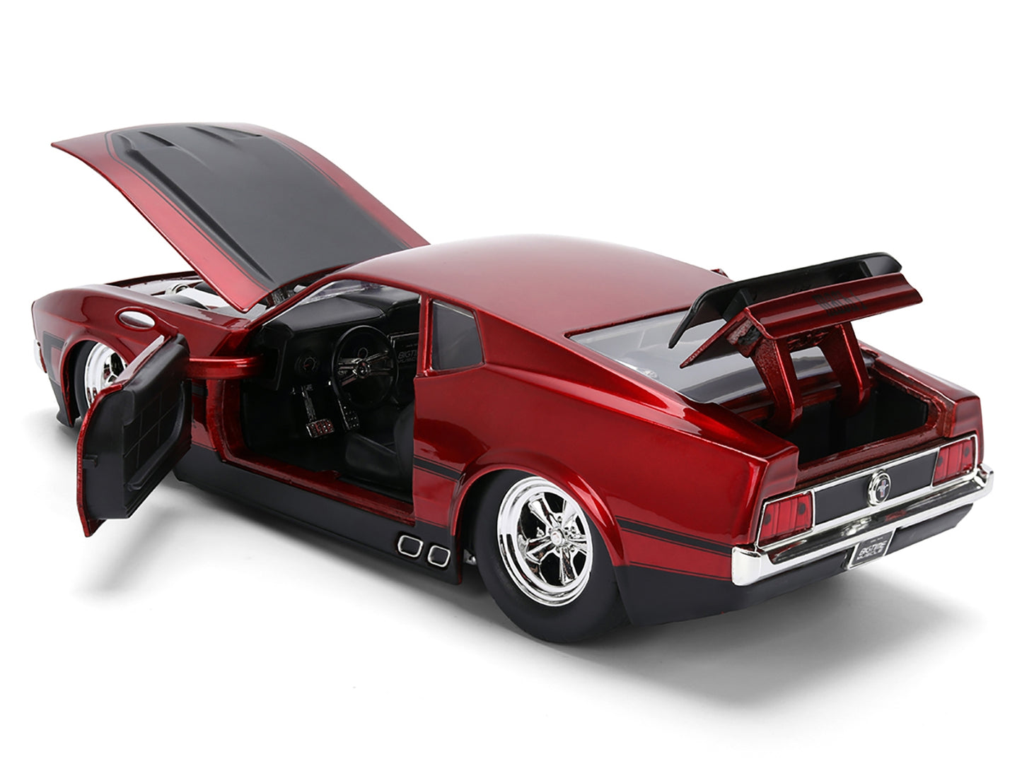 1973 Ford Mustang Mach 1 Red Metallic with Matt Black Hood and Black Stripes "Bigtime Muscle" Series 1/24 Diecast Model Car by Jada