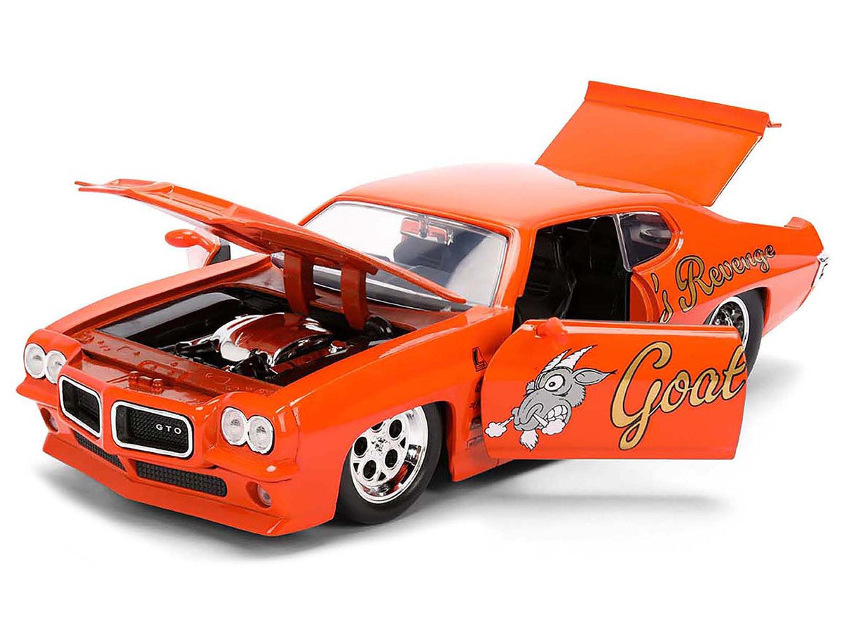1971 Pontiac GTO "Goat's Revenge" Orange with Graphics "Bigtime Muscle" Series 1/24 Diecast Model Car by Jada Jada