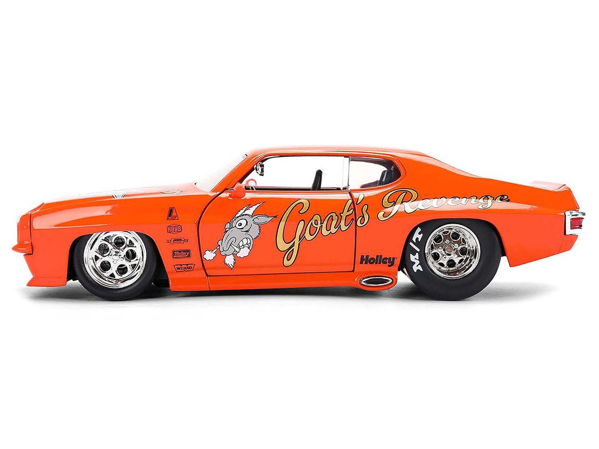 1971 Pontiac GTO "Goat's Revenge" Orange with Graphics "Bigtime Muscle" Series 1/24 Diecast Model Car by Jada Jada