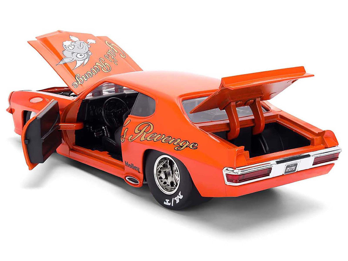 1971 Pontiac GTO "Goat's Revenge" Orange with Graphics "Bigtime Muscle" Series 1/24 Diecast Model Car by Jada Jada