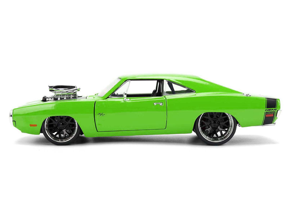 1970 Dodge Charger R/T Bright Green with Black Tail Stripe "Bigtime Muscle" Series 1/24 Diecast Model Car by Jada Jada