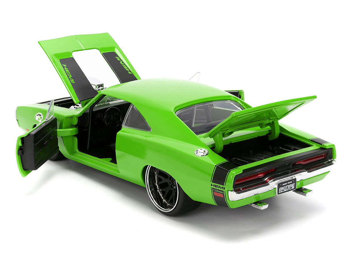 1970 Dodge Charger R/T Bright Green with Black Tail Stripe "Bigtime Muscle" Series 1/24 Diecast Model Car by Jada Jada