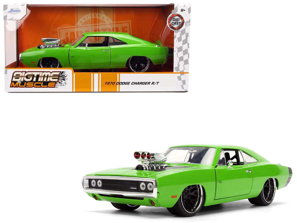 1970 Dodge Charger R/T Bright Green with Black Tail Stripe "Bigtime Muscle" Series 1/24 Diecast Model Car by Jada Jada