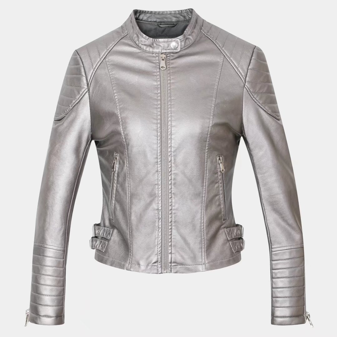 PU leather motorcycle leather jacket LadyShow.Store