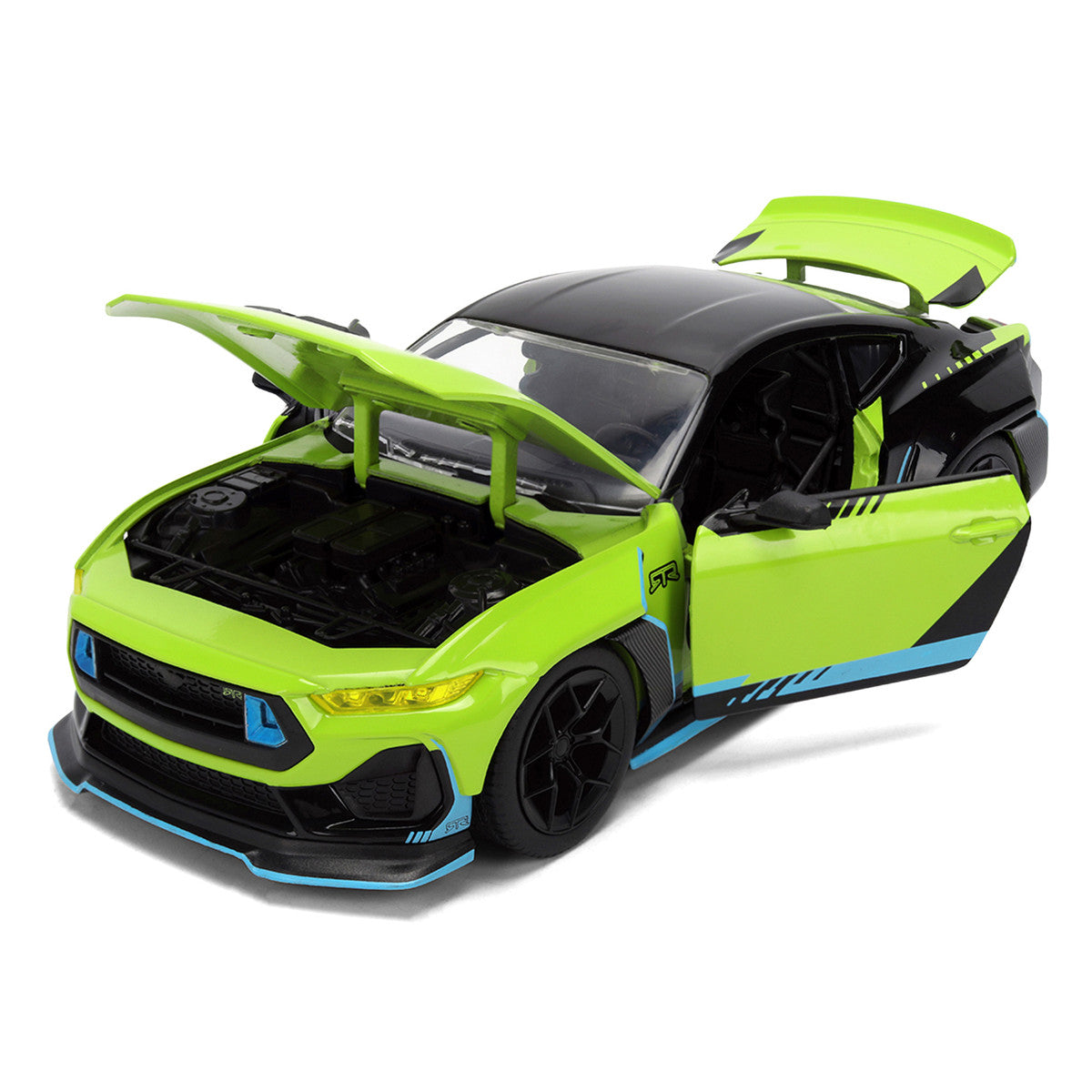 2026 Ford Mustang RTR Spec 5-D Lime Green with Black Top and Graphics "Hyper-Spec" Series 1/24 Diecast Model Car by Jada Jada