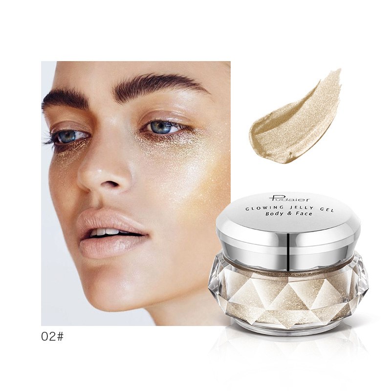 Face Highlighter Jelly Gel Mermaid Eyeshadow Glow Body Glitter Festival Makeup Iluminador Gold Liquid Highlighter Bronzer CJD