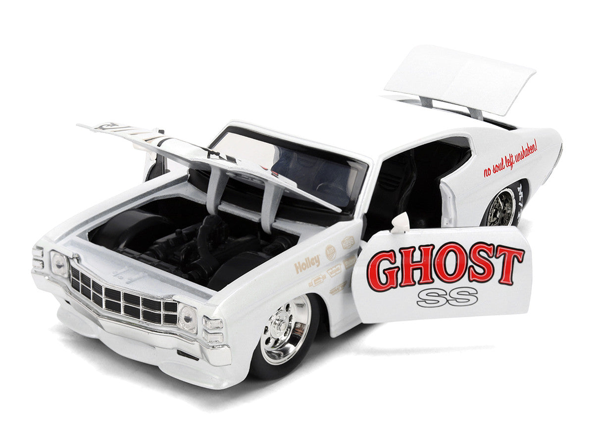 1971 Chevrolet Chevelle SS "Ghost SS" White with Graphics "Bigtime Muscle" Series 1/24 Diecast Model Car by Jada Jada