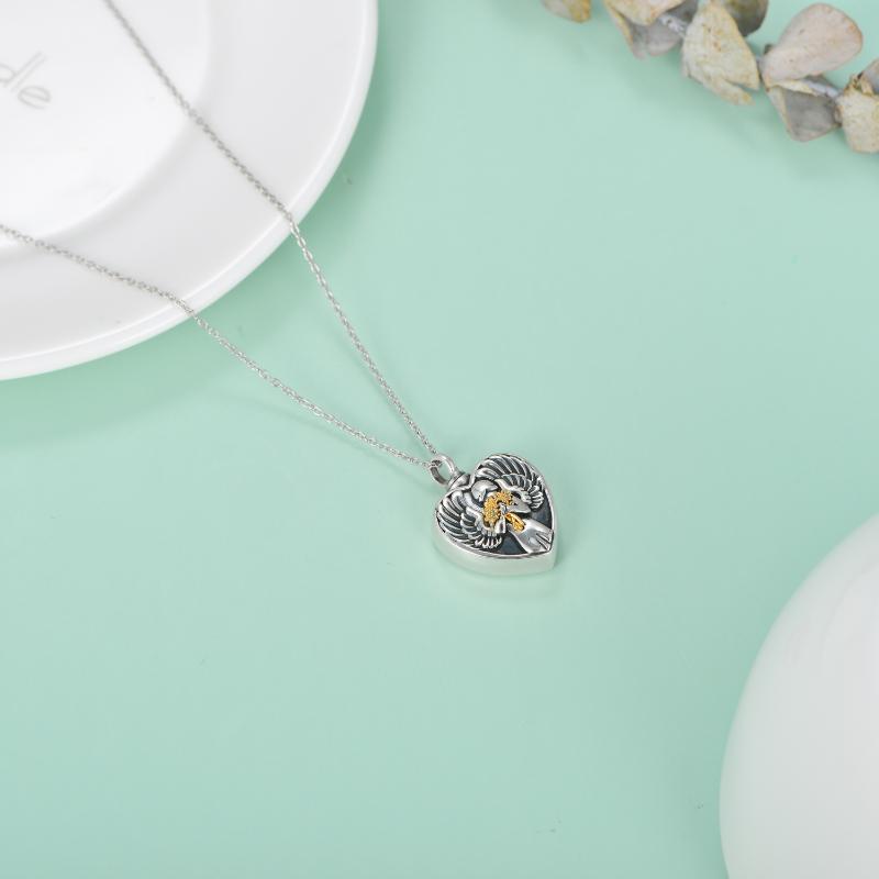 Sterling Silver Angel Cremation Mother Daughter Urn for Ashes Keepsake Memory Necklace LadyShow.Store