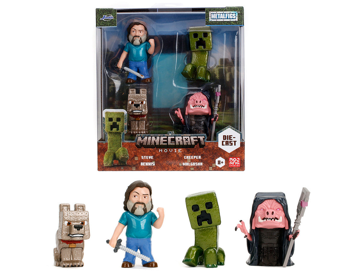 Set of 4 Diecast Figures "A Minecraft Movie" (2025) Movie "Metalfigs" Series Diecast Models by Jada Jada