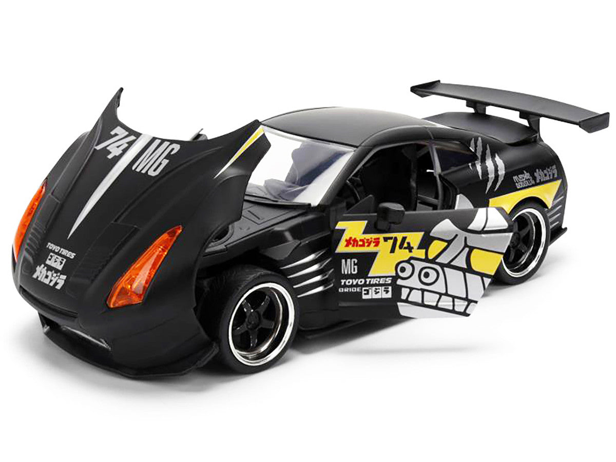 2009 Nissan GT-R (R35) Ben Sopra Matt Black with "Mechagodzilla" Graphics "Hollywood Rides" Series 1/24 Diecast Model Car by Jada Jada