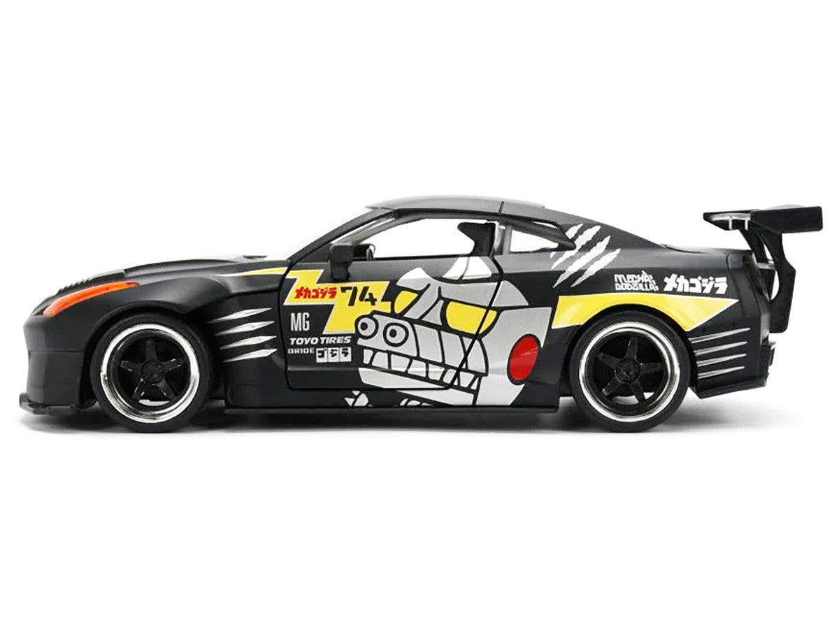 2009 Nissan GT-R (R35) Ben Sopra Matt Black with "Mechagodzilla" Graphics "Hollywood Rides" Series 1/24 Diecast Model Car by Jada Jada
