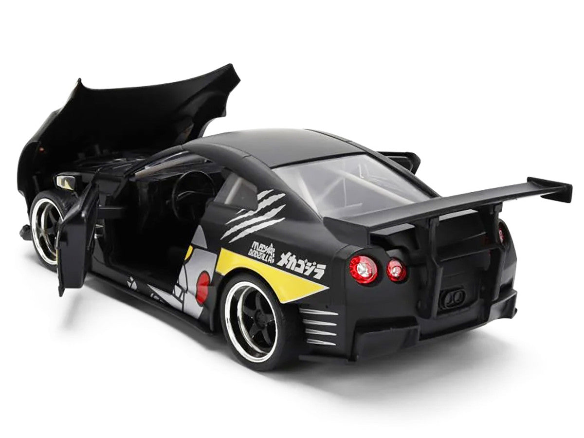 2009 Nissan GT-R (R35) Ben Sopra Matt Black with "Mechagodzilla" Graphics "Hollywood Rides" Series 1/24 Diecast Model Car by Jada Jada