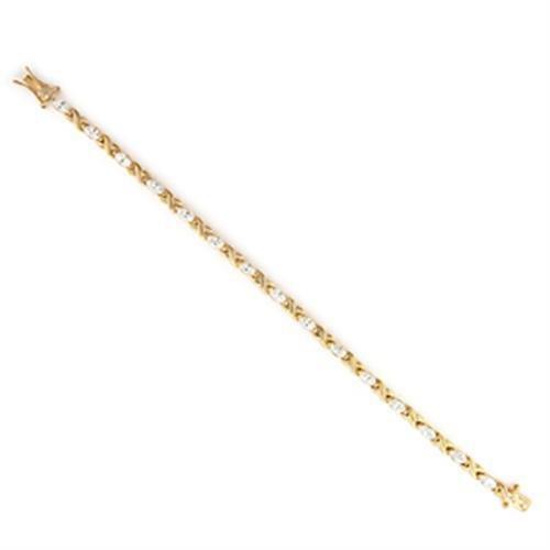 36713 - Gold Brass Bracelet with AAA Grade CZ  in Clear Alamode