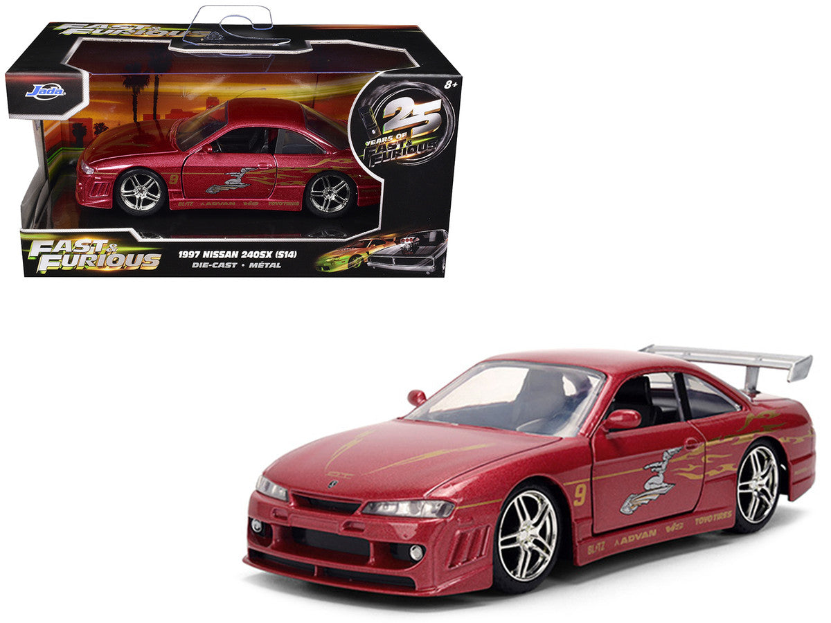 1997 Nissan 240SX (S14) Light Red Metallic with Graphics "The Fast and the Furious" (2001) Movie "25 Years of Fast & Furious" Series 1/32 Diecast Car Model by Jada Jada