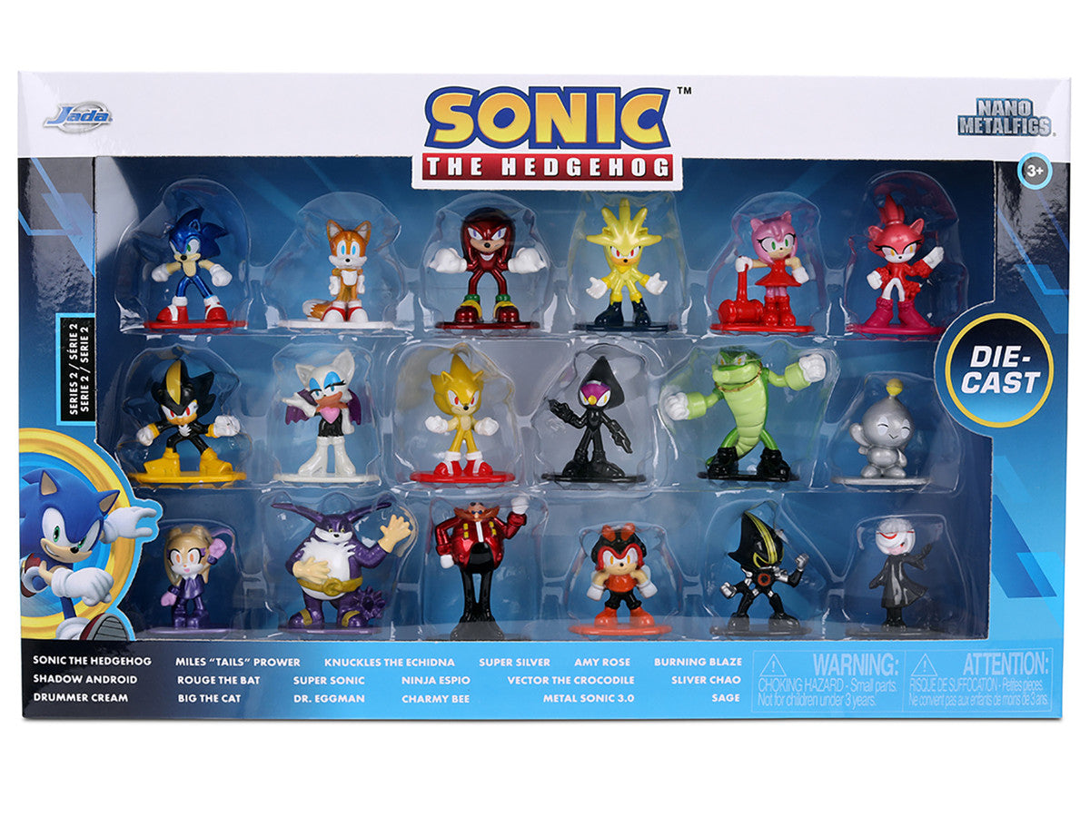 "Sonic The Hedgehog" Set of 18 Diecast Figures Wave 2 "Nano Metalfigs" Series Diecast Models by Jada Jada