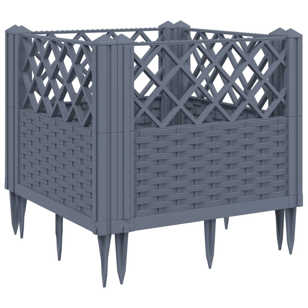 Garden Planter with Pegs Blue Gray 17.1"x17.1"x17.1" PP W2B