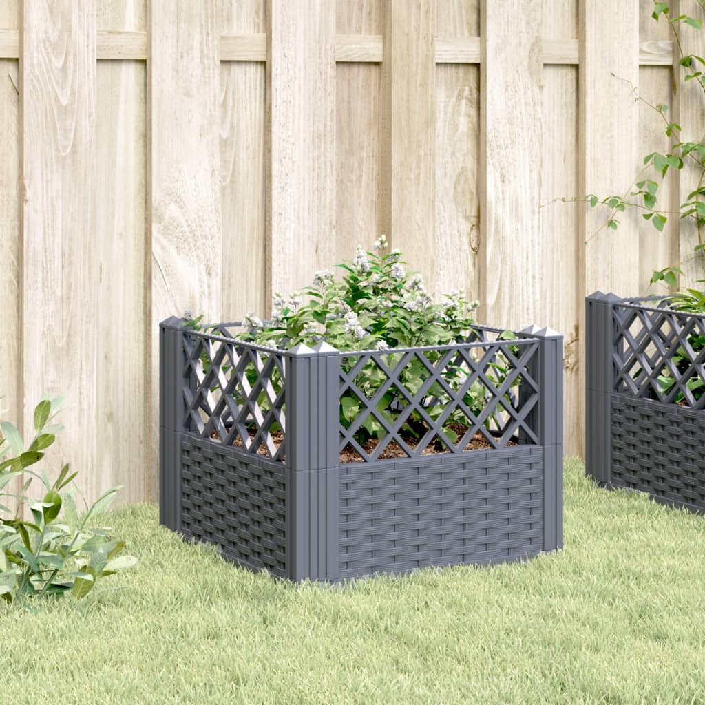 Garden Planter with Pegs Blue Gray 17.1"x17.1"x17.1" PP W2B