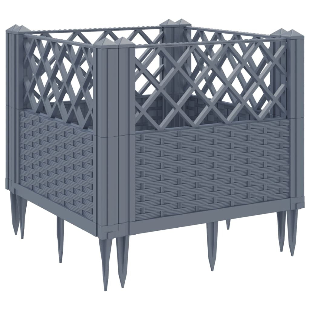 Garden Planter with Pegs Blue Gray 17.1"x17.1"x17.1" PP W2B