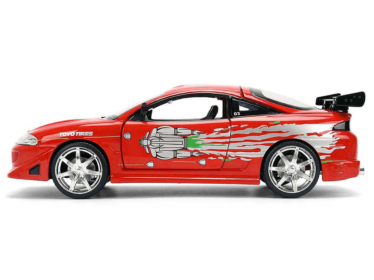 Brian's Mitsubishi Eclipse Red with Graphics Remix "The Fast and The Furious" (2001) Movie "Fast & Furious" Series 1/24 Diecast Model Car by Jada Jada