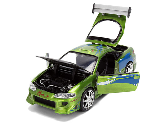 Brian's Mitsubishi Eclipse Green Brush Finish "The Fast and the Furious" (2001) Movie 25 Years of Fast & Furious Anniversary 1/24 Diecast Model Car by Jada Jada