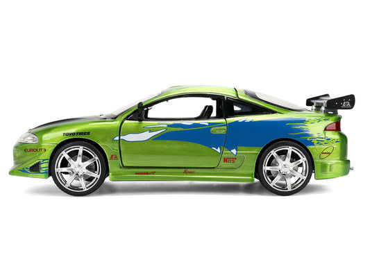 Brian's Mitsubishi Eclipse Green Brush Finish "The Fast and the Furious" (2001) Movie 25 Years of Fast & Furious Anniversary 1/24 Diecast Model Car by Jada Jada
