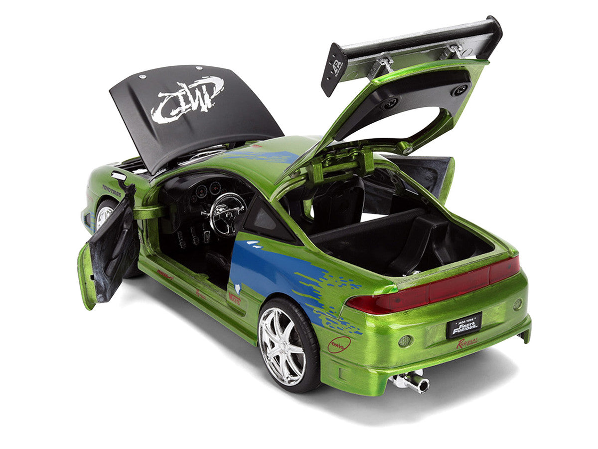 Brian's Mitsubishi Eclipse Green Brush Finish "The Fast and the Furious" (2001) Movie 25 Years of Fast & Furious Anniversary 1/24 Diecast Model Car by Jada Jada
