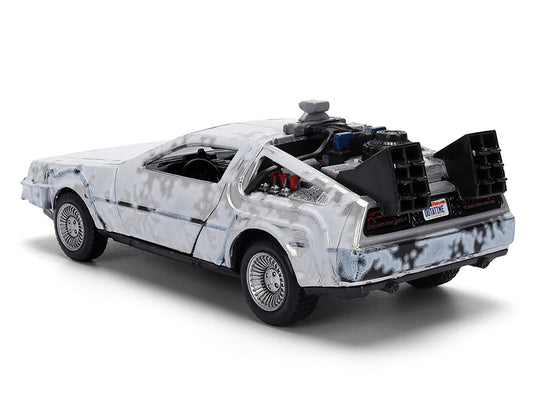 DMC DeLorean Time Machine Brushed Metal (Frost Version) "Back to the Future" (1985) Movie "40th Anniversary" Special Packaging "Hollywood Rides" Series 1/32 Diecast Model Car by Jada-1
