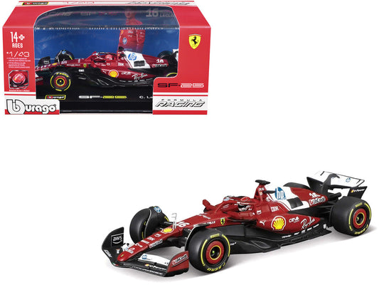 Ferrari SF-25 #16 Charles Leclerc Formula One F1 "World Championship" (2025) with Display Case 1/43 Diecast Model Car by Bburago Bburago