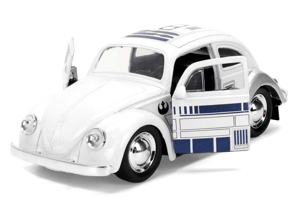 1959 Volkswagen Beetle "R2-D2" Livery White with Graphics "Star Wars" Franchise "Hollywood Rides" Series 1/32 Diecast Model Car by Jada Jada
