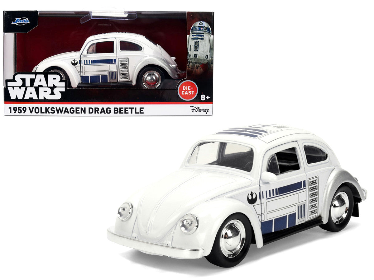 1959 Volkswagen Beetle "R2-D2" Livery White with Graphics "Star Wars" Franchise "Hollywood Rides" Series 1/32 Diecast Model Car by Jada Jada