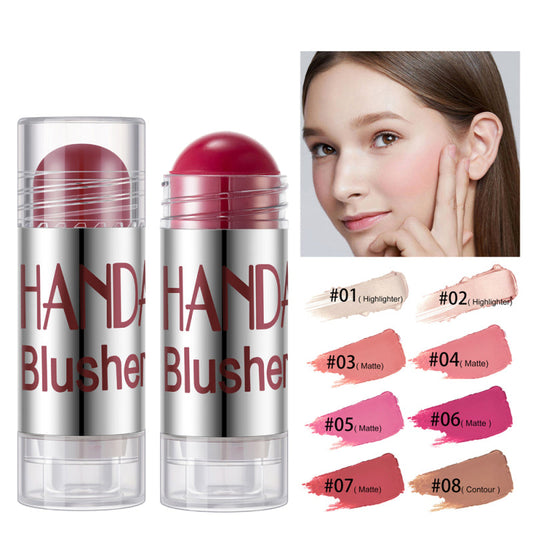 Cheek Blusher Shimmer Blush Stick Face Makeup Highlighter Bronzer Contour Cream Long-lasting Facial Make Up Cosmetics CJD