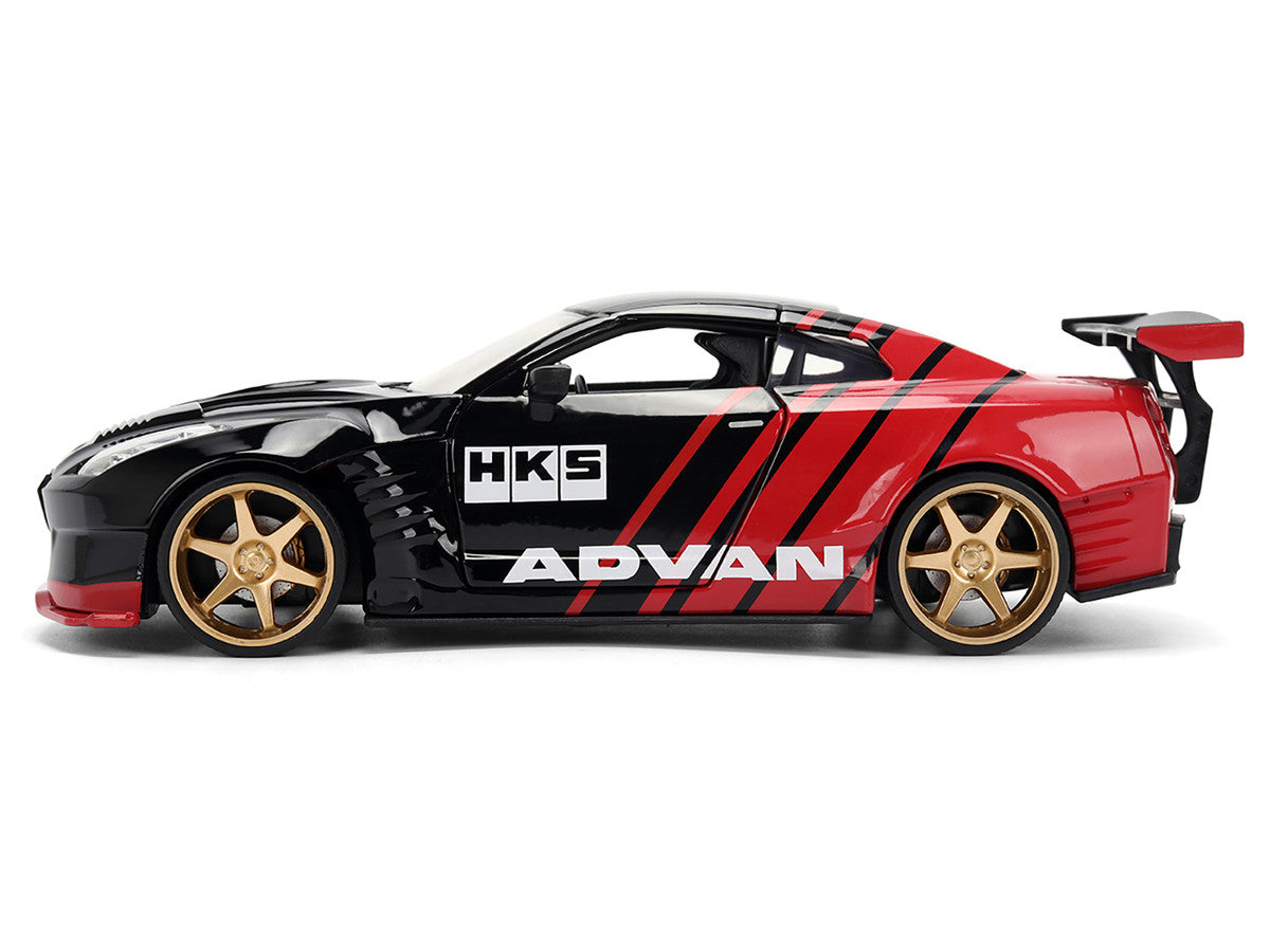 2009 Nissan GT-R (R35) Ben Sopra "Advan" Black and Red "JDM Tuners" Series 1/24 Diecast Model Car by Jada Jada