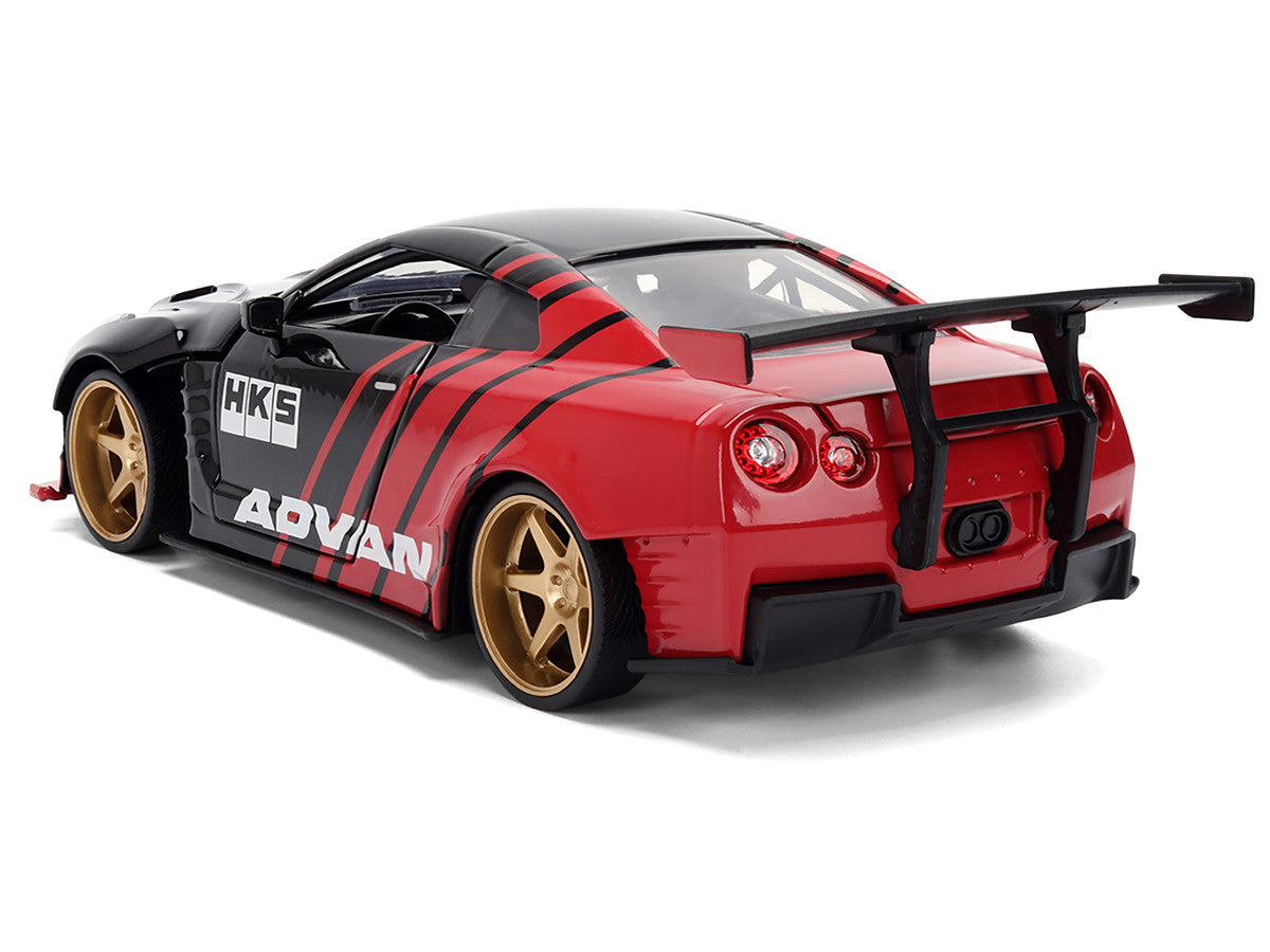 2009 Nissan GT-R (R35) Ben Sopra "Advan" Black and Red "JDM Tuners" Series 1/24 Diecast Model Car by Jada Jada