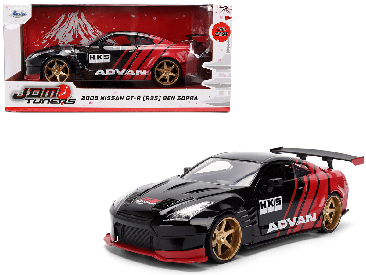 2009 Nissan GT-R (R35) Ben Sopra "Advan" Black and Red "JDM Tuners" Series 1/24 Diecast Model Car by Jada Jada