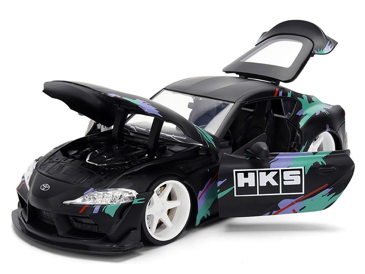 2020 Toyota GR Supra "HKS" Matt Black with Graphics "JDM Tuners" Series 1/24 Diecast Model Car by Jada Jada